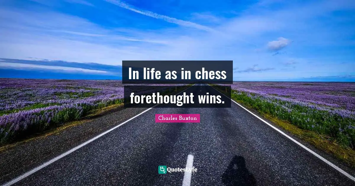 In life as in chess forethought wins.
