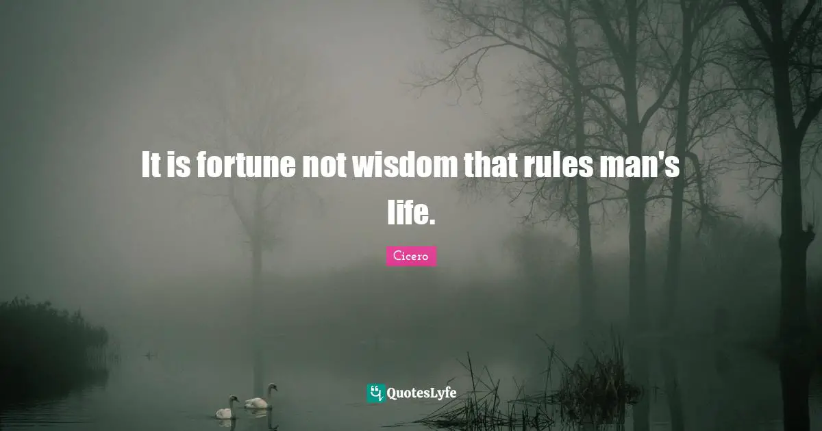 It is fortune not wisdom that rules man's life.
