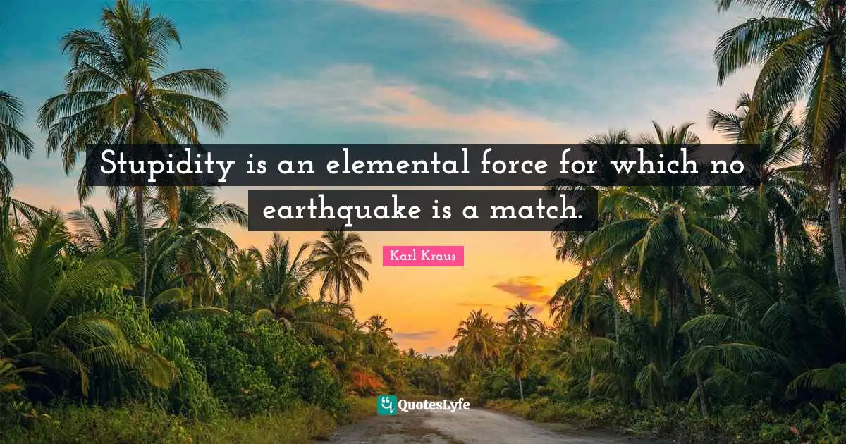 Stupidity is an elemental force for which no earthquake is a match.
