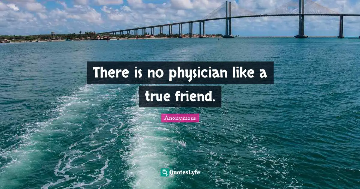 There is no physician like a true friend.