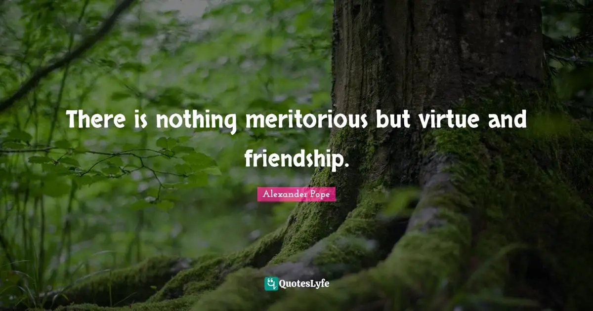 There is nothing meritorious but virtue and friendship.