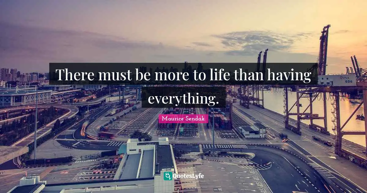 There must be more to life than having everything.