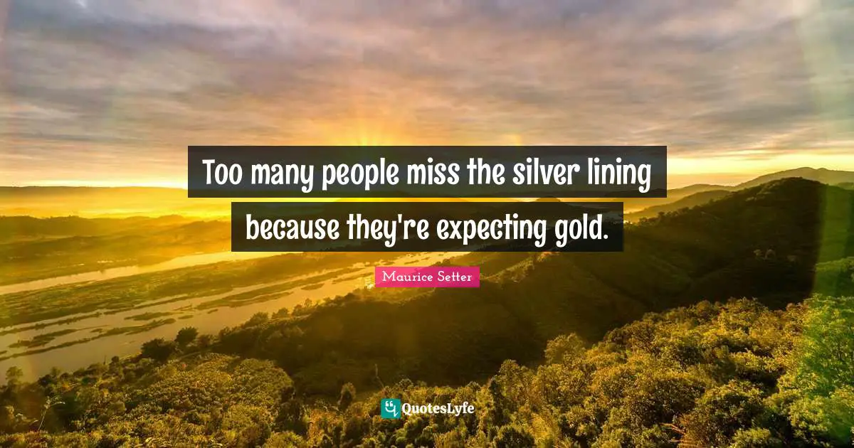 Too many people miss the silver lining because they're expecting gold.