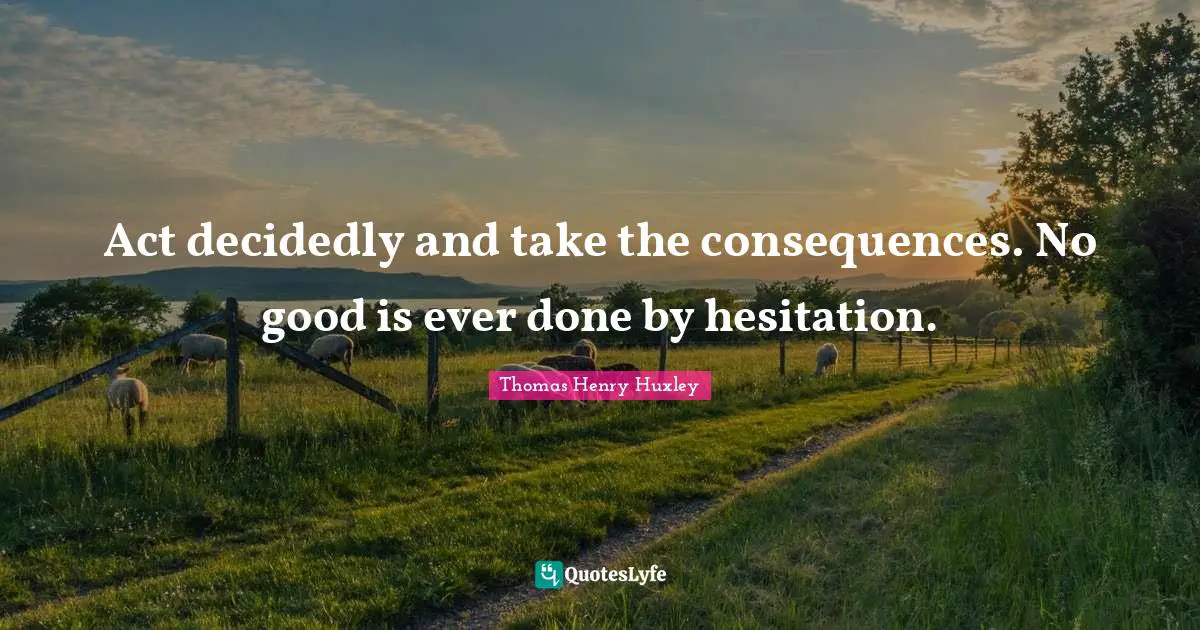 Act decidedly and take the consequences. No good is ever done by hesitation.