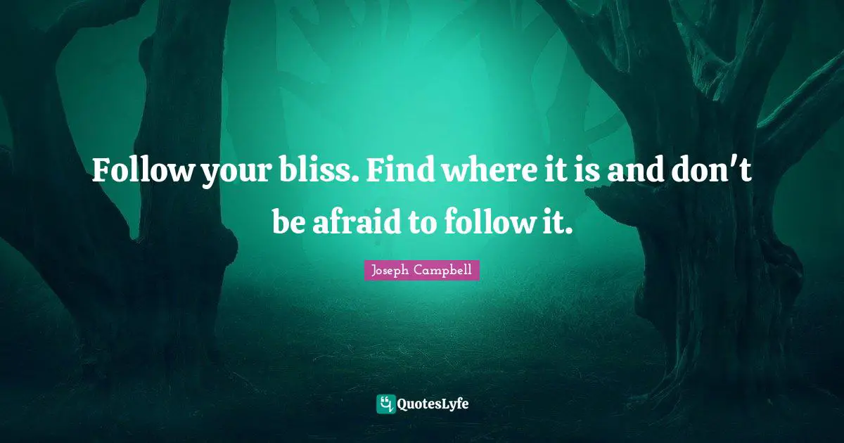 Follow your bliss. Find where it is and don't be afraid to follow it.