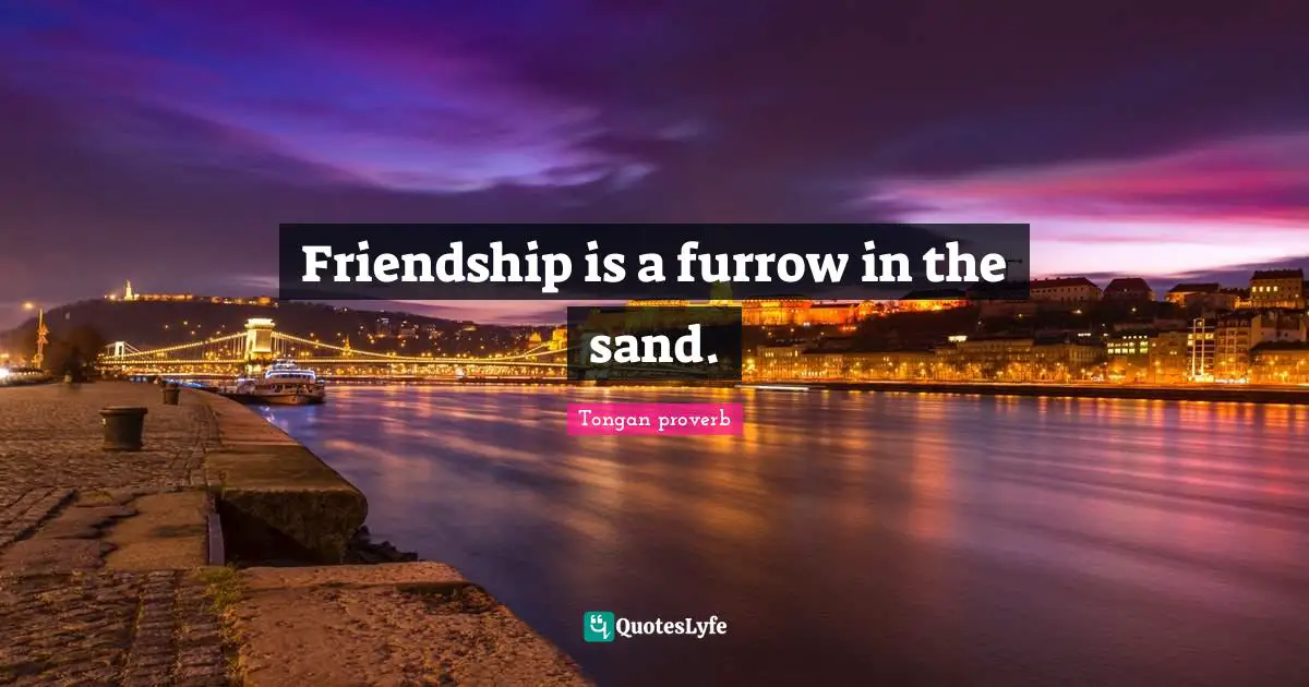 Friendship is a furrow in the sand.