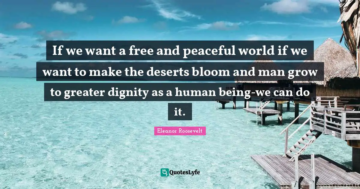 If we want a free and peaceful world if we want to make the deserts bloom and man grow to greater dignity as a human being-we can do it.