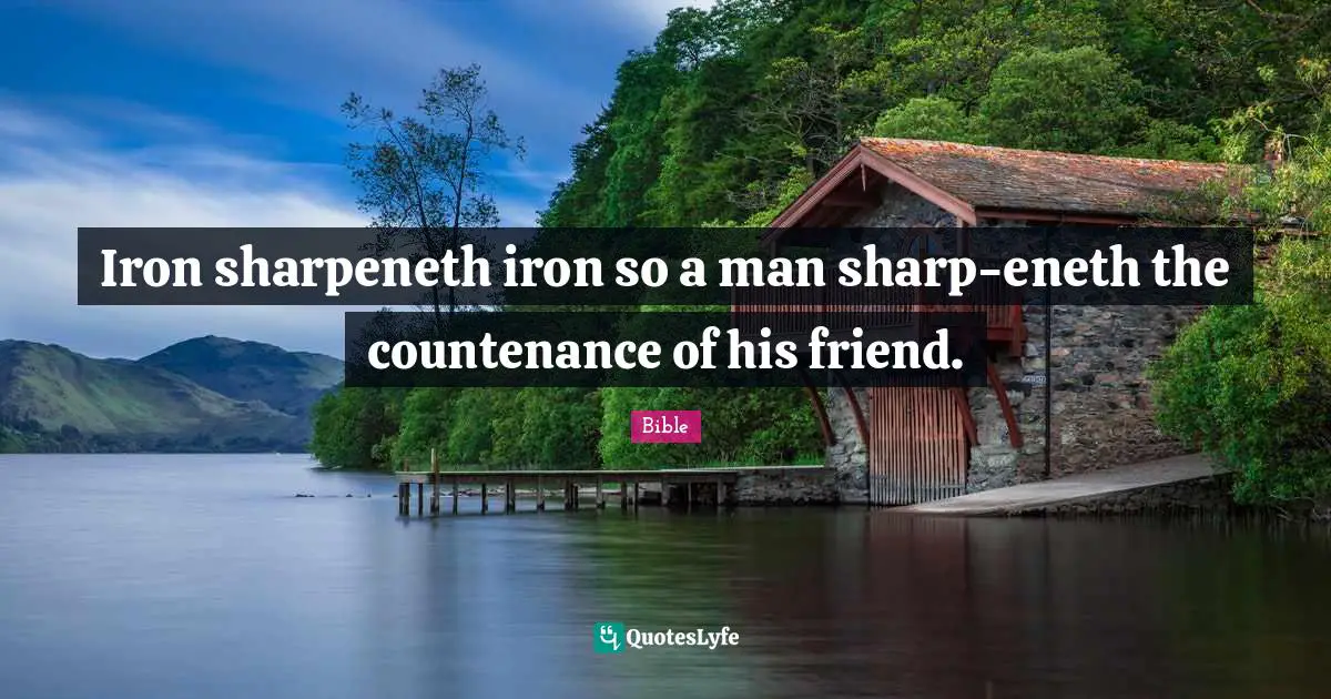 Iron sharpeneth iron so a man sharp-eneth the countenance of his friend.
