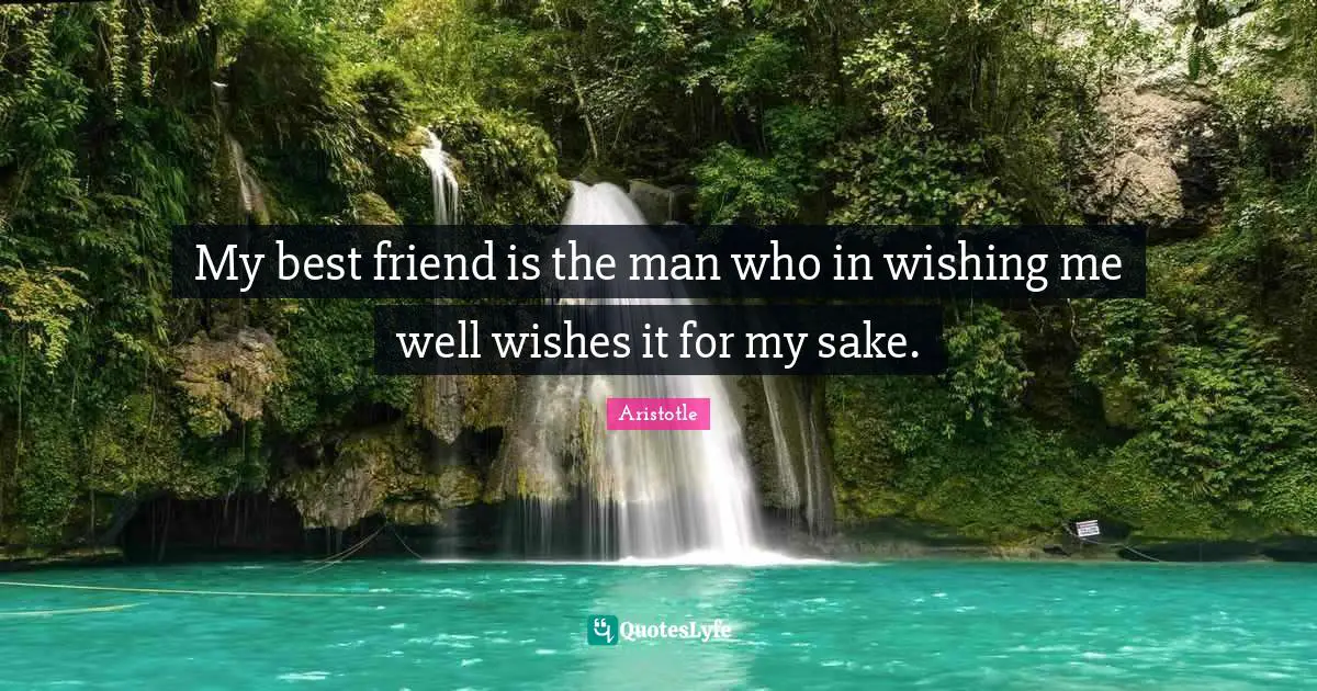 Aristotle Quotes: "My best friend is the man who in wishing me well wishes it for my sake."