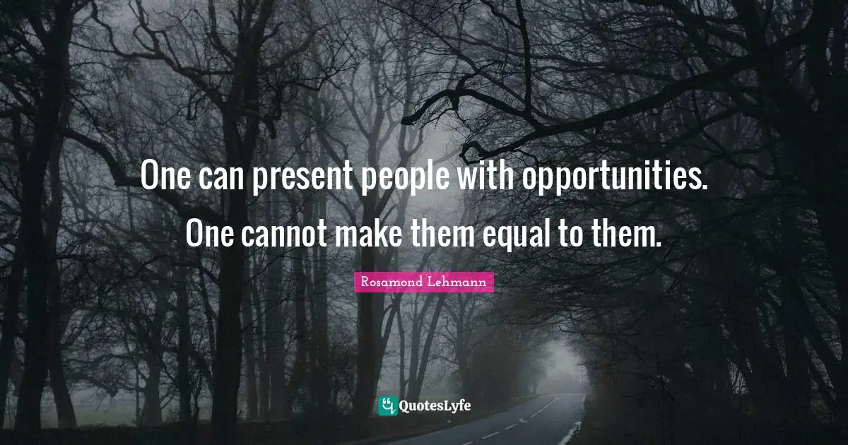 One can present people with opportunities. One cannot make them equal to them.