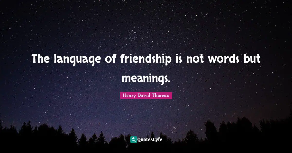 The language of friendship is not words but meanings.