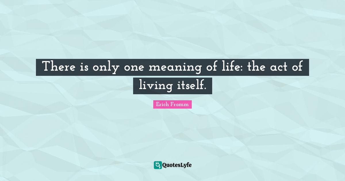 There is only one meaning of life: the act of living itself.