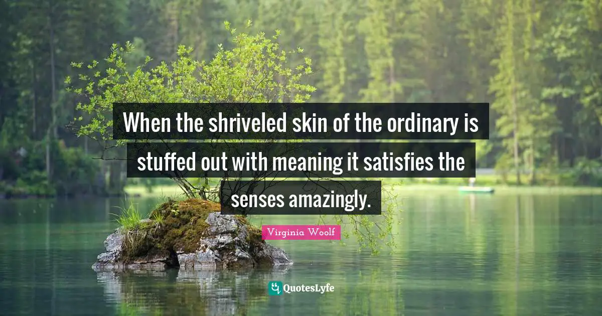 When the shriveled skin of the ordinary is stuffed out with meaning it satisfies the senses amazingly.