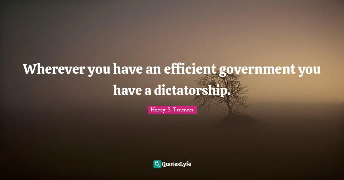 Harry S. Truman Quotes: Wherever you have an efficient government you have a dictatorship.