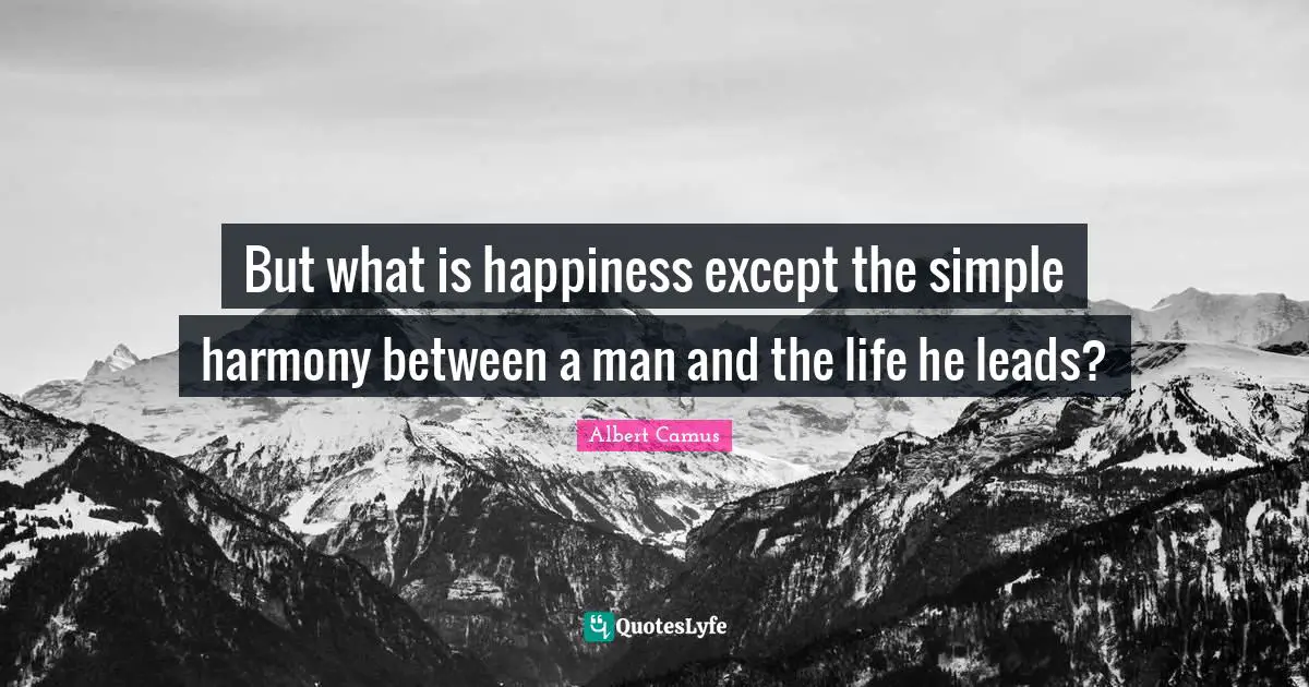 But what is happiness except the simple harmony between a man and the life he leads?