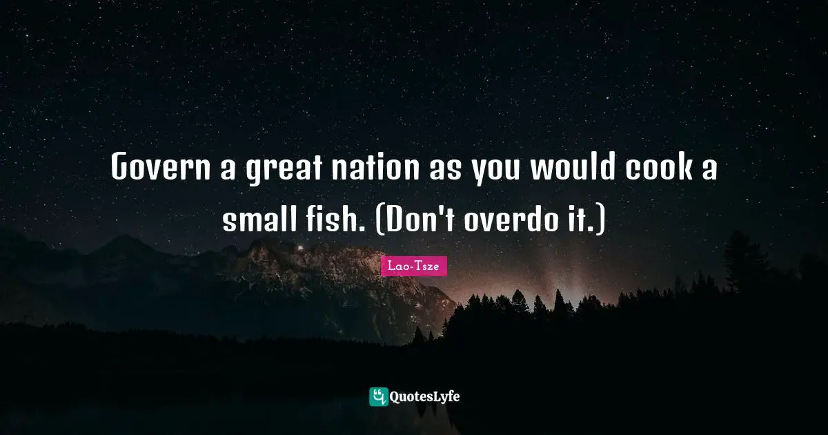 Govern a great nation as you would cook a small fish. (Don't overdo it.)
