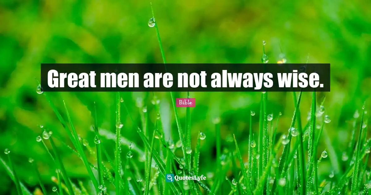 Great men are not always wise.