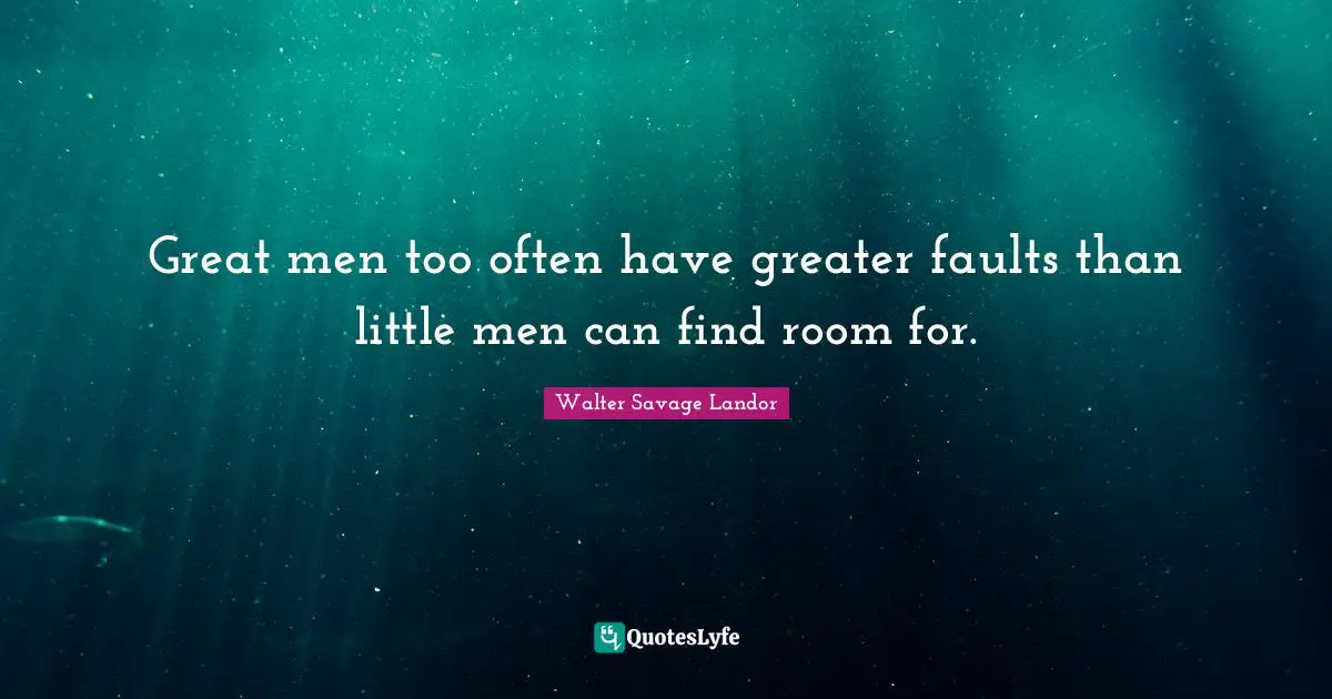 Great men too often have greater faults than little men can find room for.