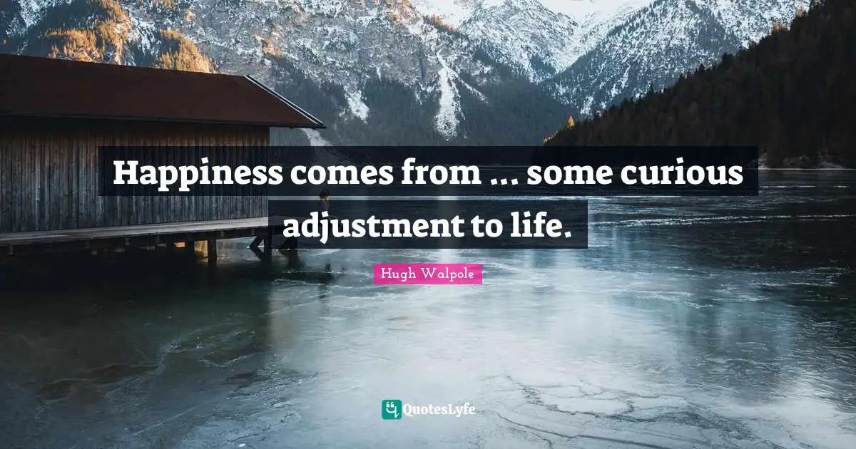 Happiness comes from ... some curious adjustment to life.