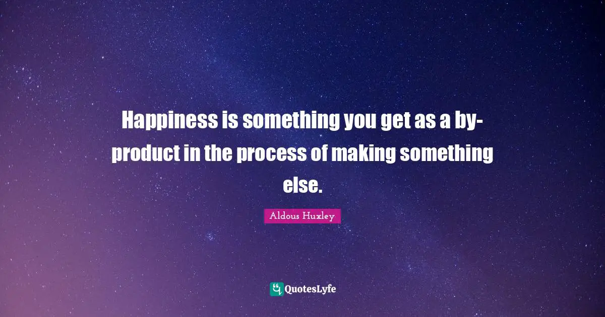 Happiness is something you get as a by-product in the process of making something else.