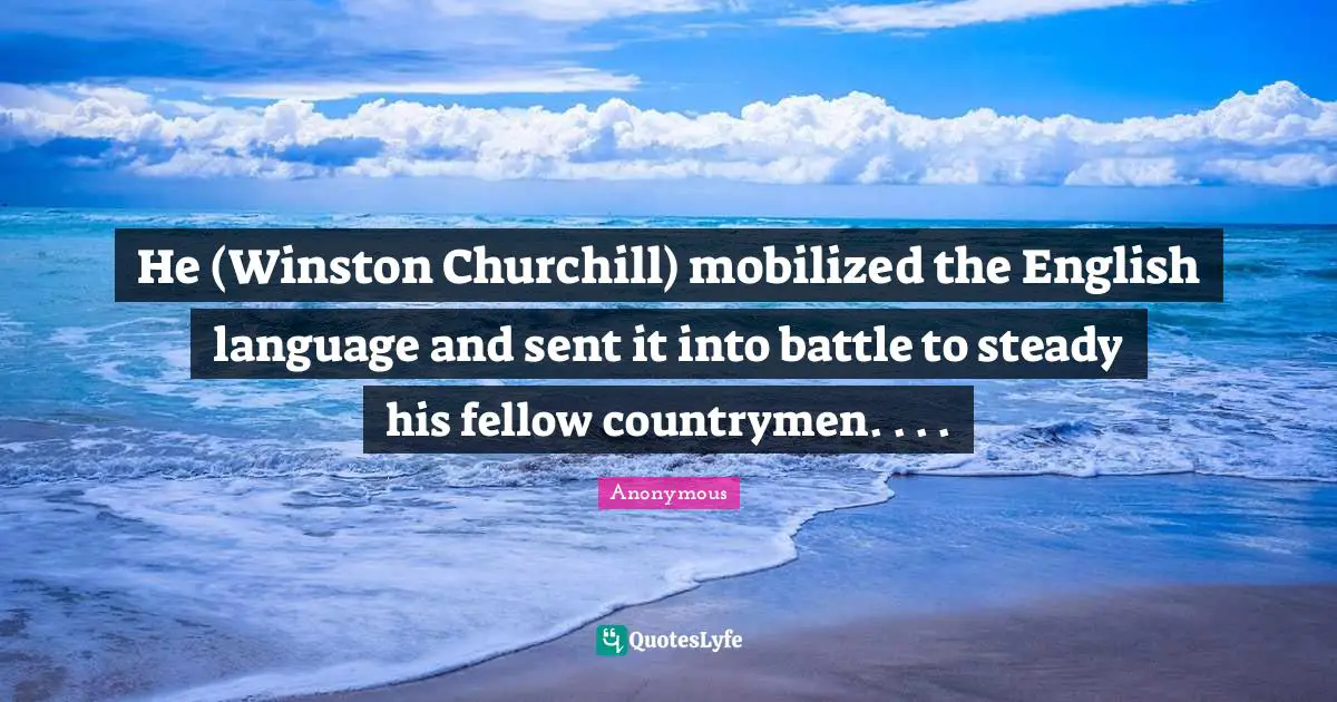 He (Winston Churchill) mobilized the English language and sent it into battle to steady his fellow countrymen. . . .