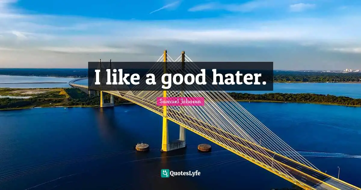I like a good hater.