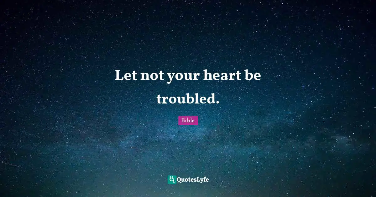 Let not your heart be troubled.