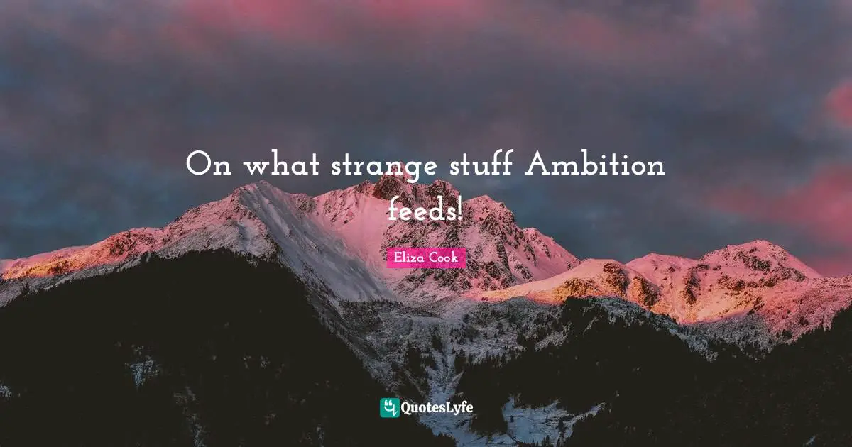 On what strange stuff Ambition feeds!