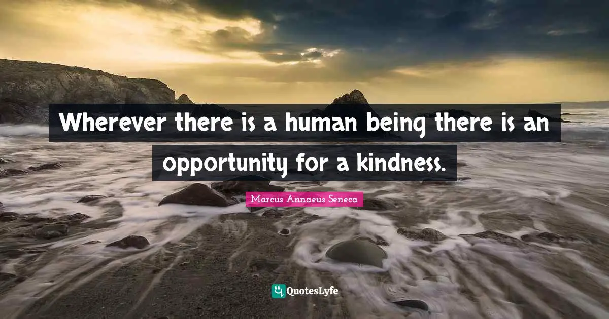 Marcus Annaeus Seneca Quotes: "Wherever there is a human being there is an opportunity for a kindness."