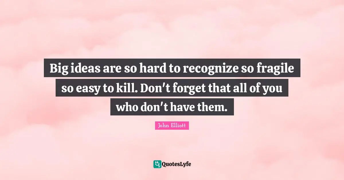 Big ideas are so hard to recognize so fragile so easy to kill. Don't forget that all of you who don't have them.