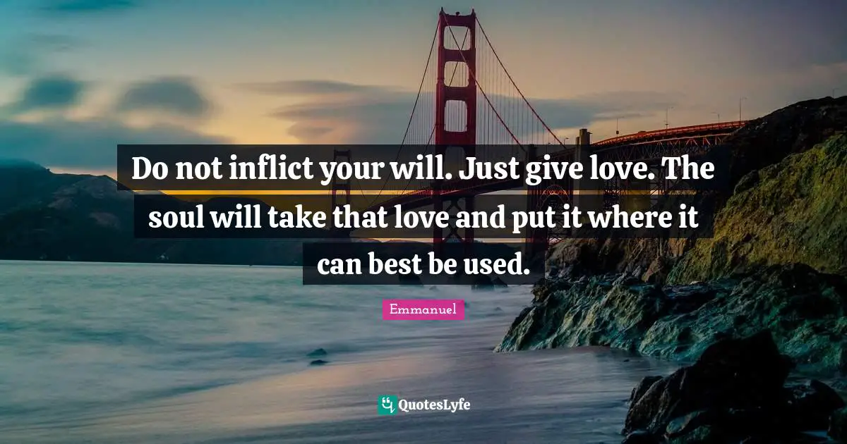 Do not inflict your will. Just give love. The soul will take that love and put it where it can best be used.