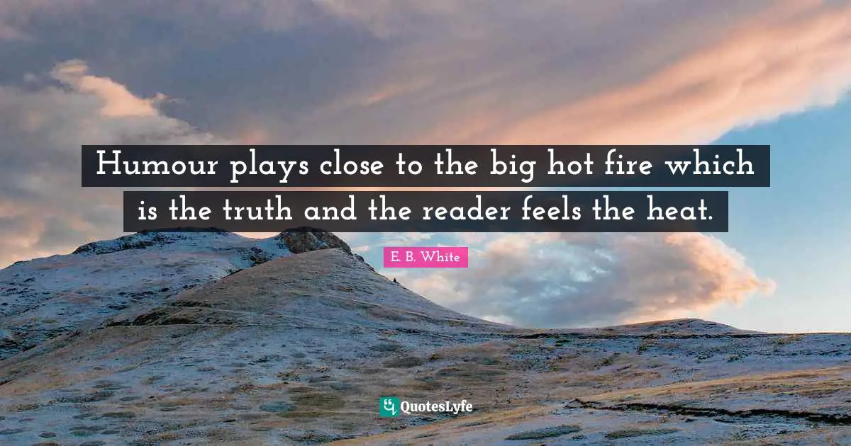 Humour plays close to the big hot fire which is the truth and the reader feels the heat.