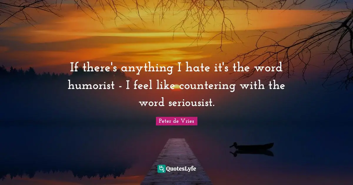 If there's anything I hate it's the word humorist - I feel like countering with the word seriousist.