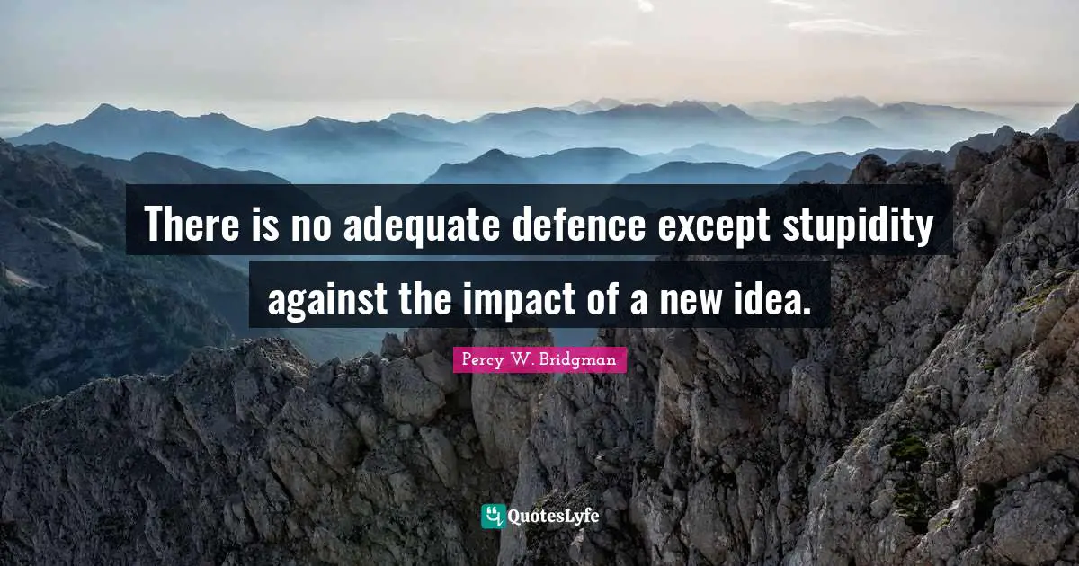 There is no adequate defence except stupidity against the impact of a new idea.