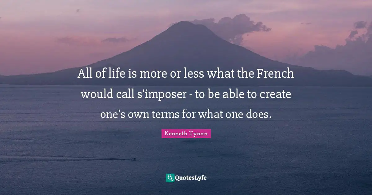 All of life is more or less what the French would call s'imposer - to be able to create one's own terms for what one does.