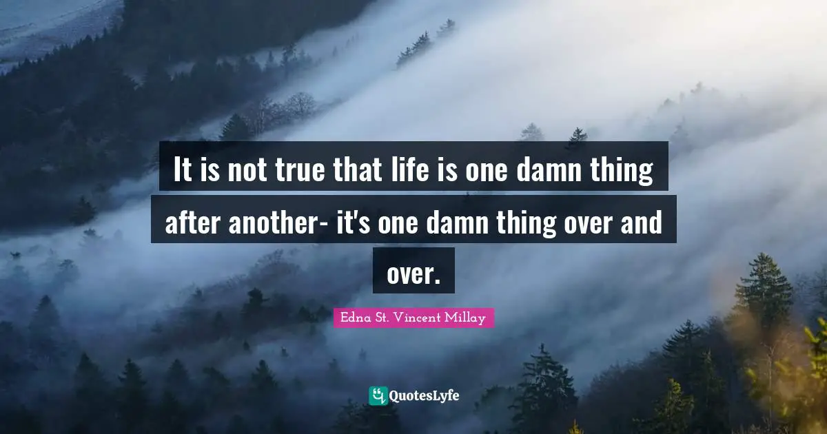 It is not true that life is one damn thing after another- it's one damn thing over and over.