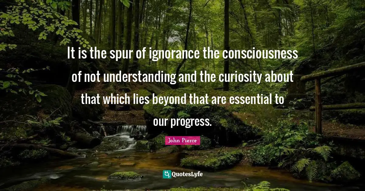 It is the spur of ignorance the consciousness of not understanding and the curiosity about that which lies beyond that are essential to our progress.