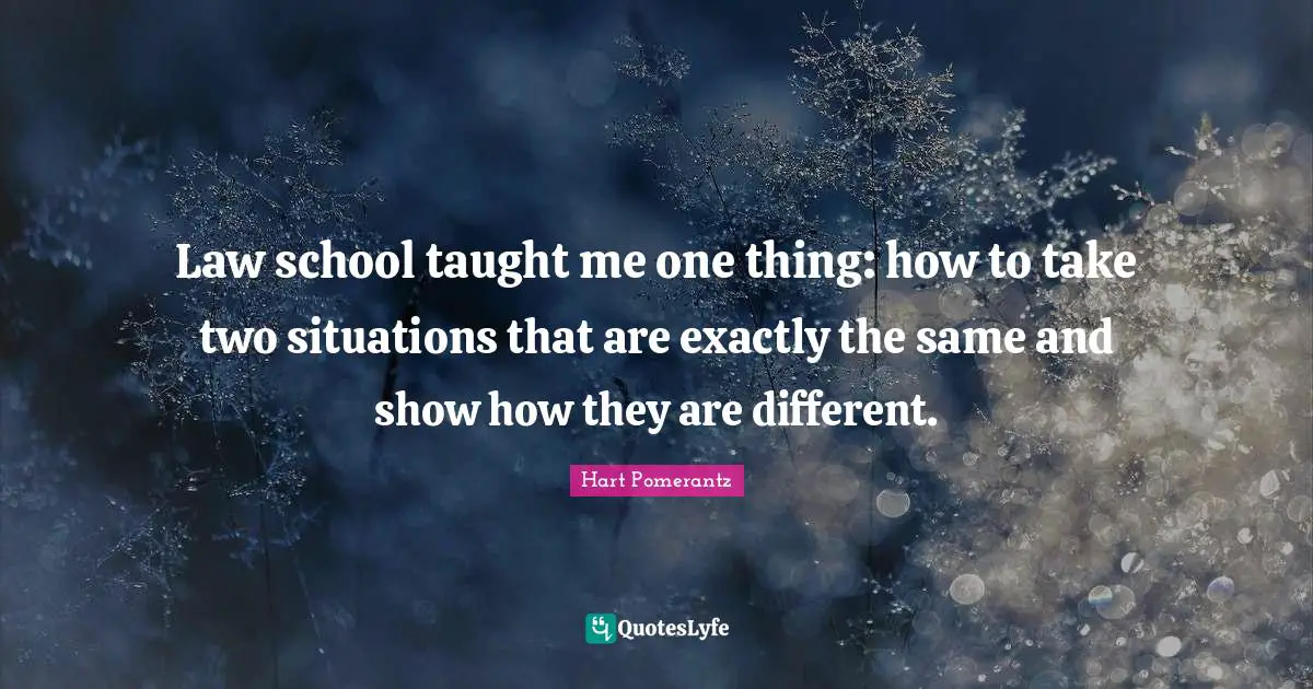 Law school taught me one thing: how to take two situations that are exactly the same and show how they are different.