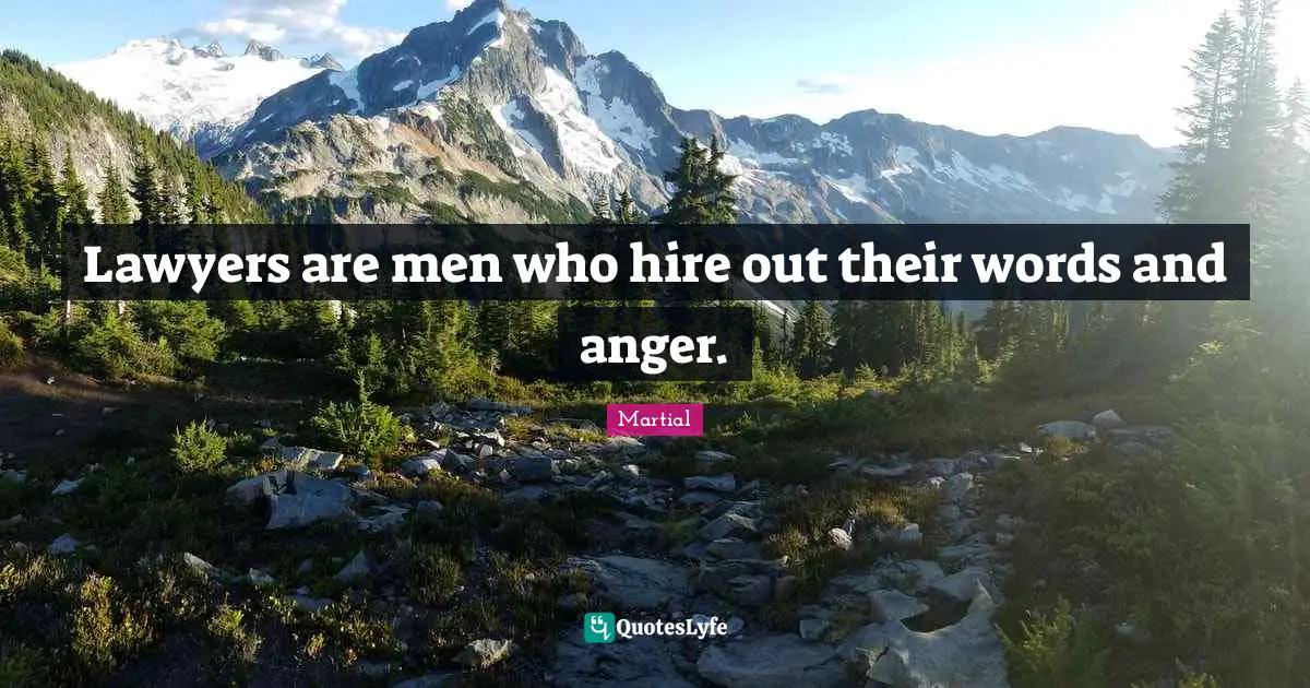 Lawyers are men who hire out their words and anger.