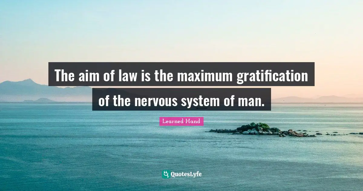 The aim of law is the maximum gratification of the nervous system of man.