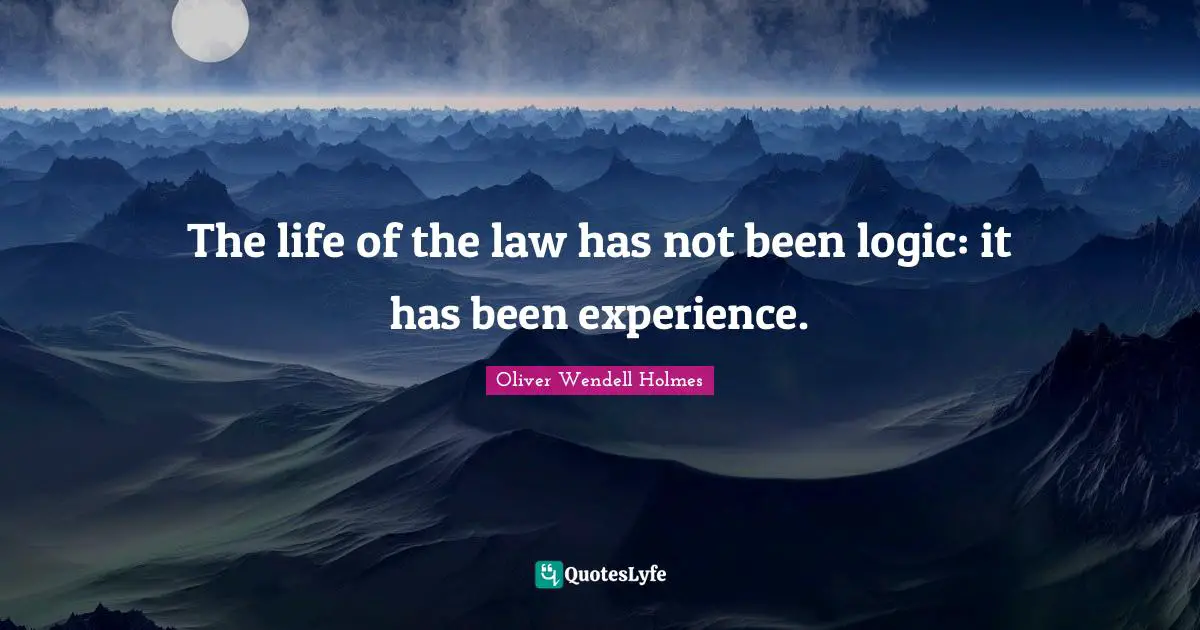The life of the law has not been logic: it has been experience.