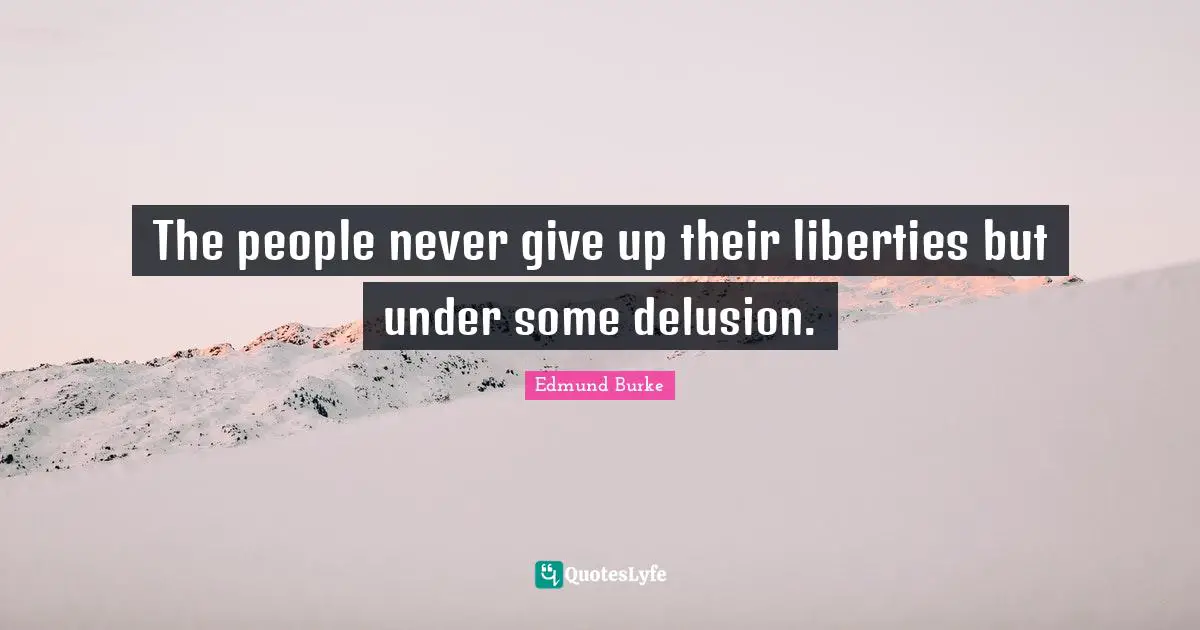 Edmund Burke Quotes: The people never give up their liberties but under some delusion.