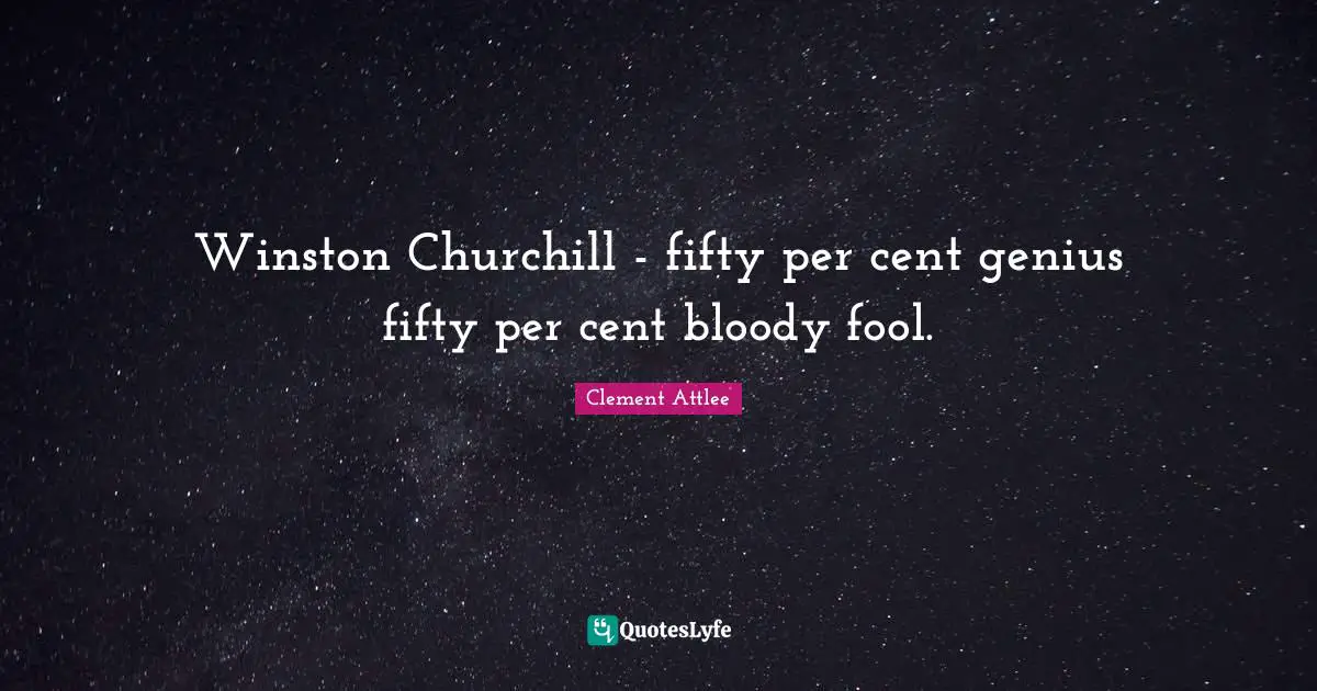 Winston Churchill - fifty per cent genius fifty per cent bloody fool.