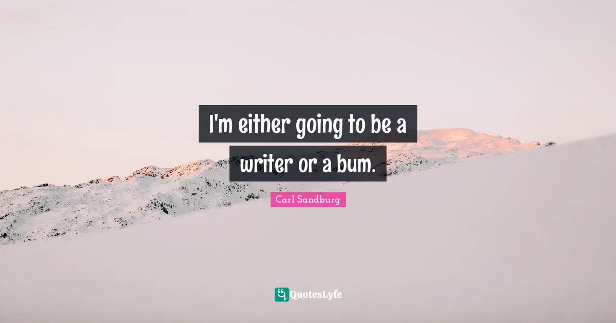 I'm either going to be a writer or a bum.