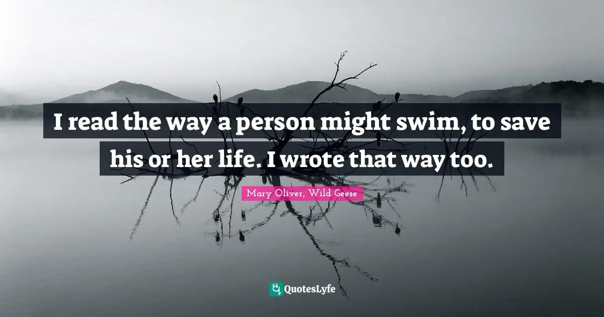 I read the way a person might swim, to save his or her life. I wrote that way too.