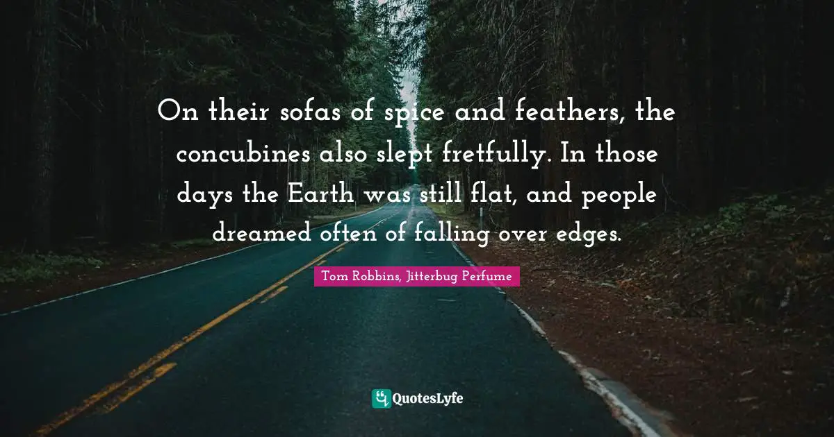 Thought Provoking Quotes: "On their sofas of spice and feathers, the concubines also slept fretfully. In those days the Earth was still flat, and people dreamed often of falling over edges."