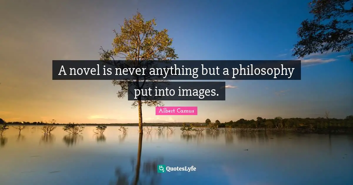 A novel is never anything but a philosophy put into images.