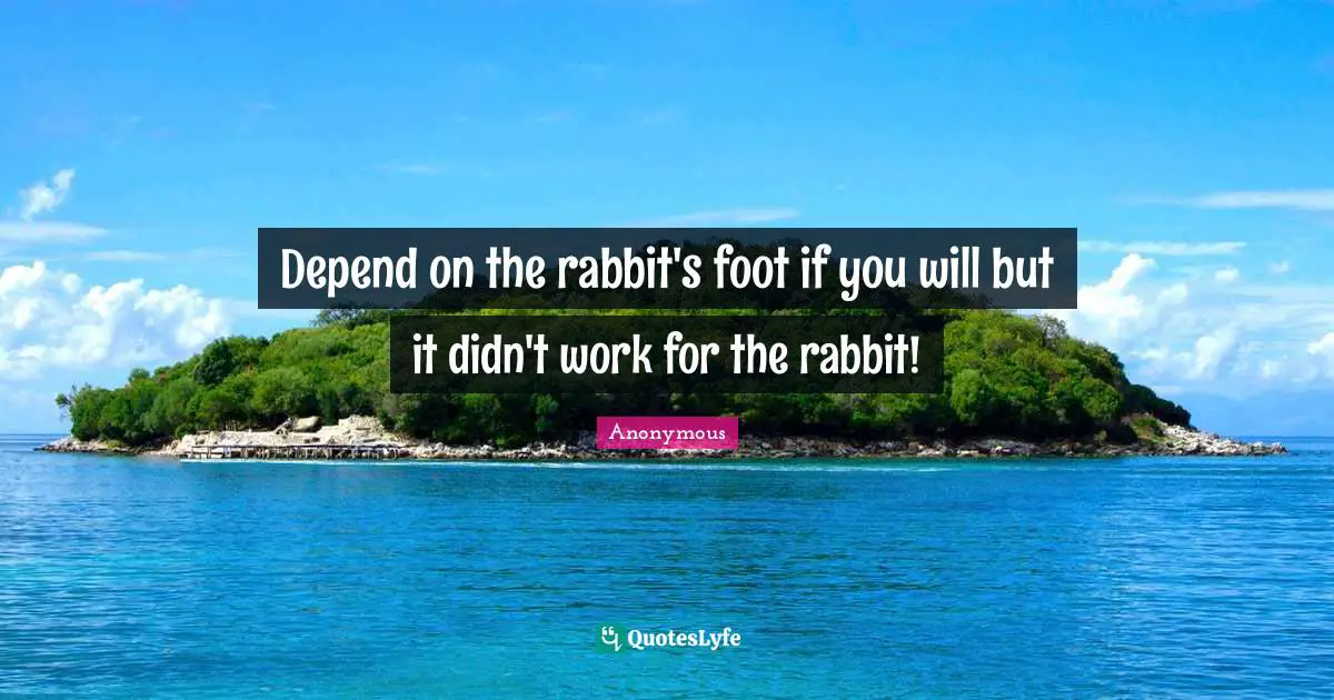 Depend on the rabbit's foot if you will but it didn't work for the rabbit!