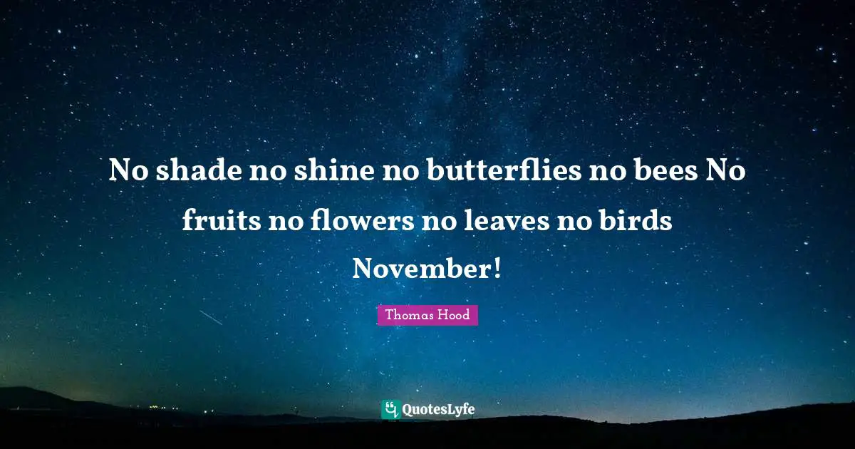 No shade no shine no butterflies no bees No fruits no flowers no leaves no birds November!