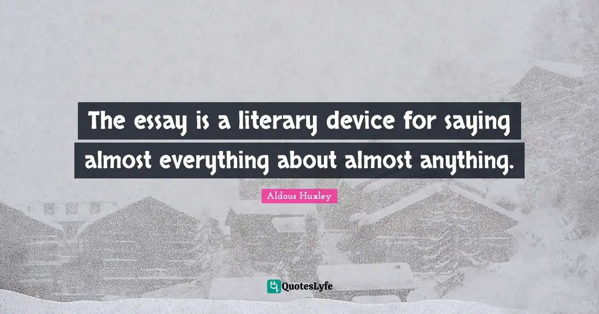 The essay is a literary device for saying almost everything about almost anything.